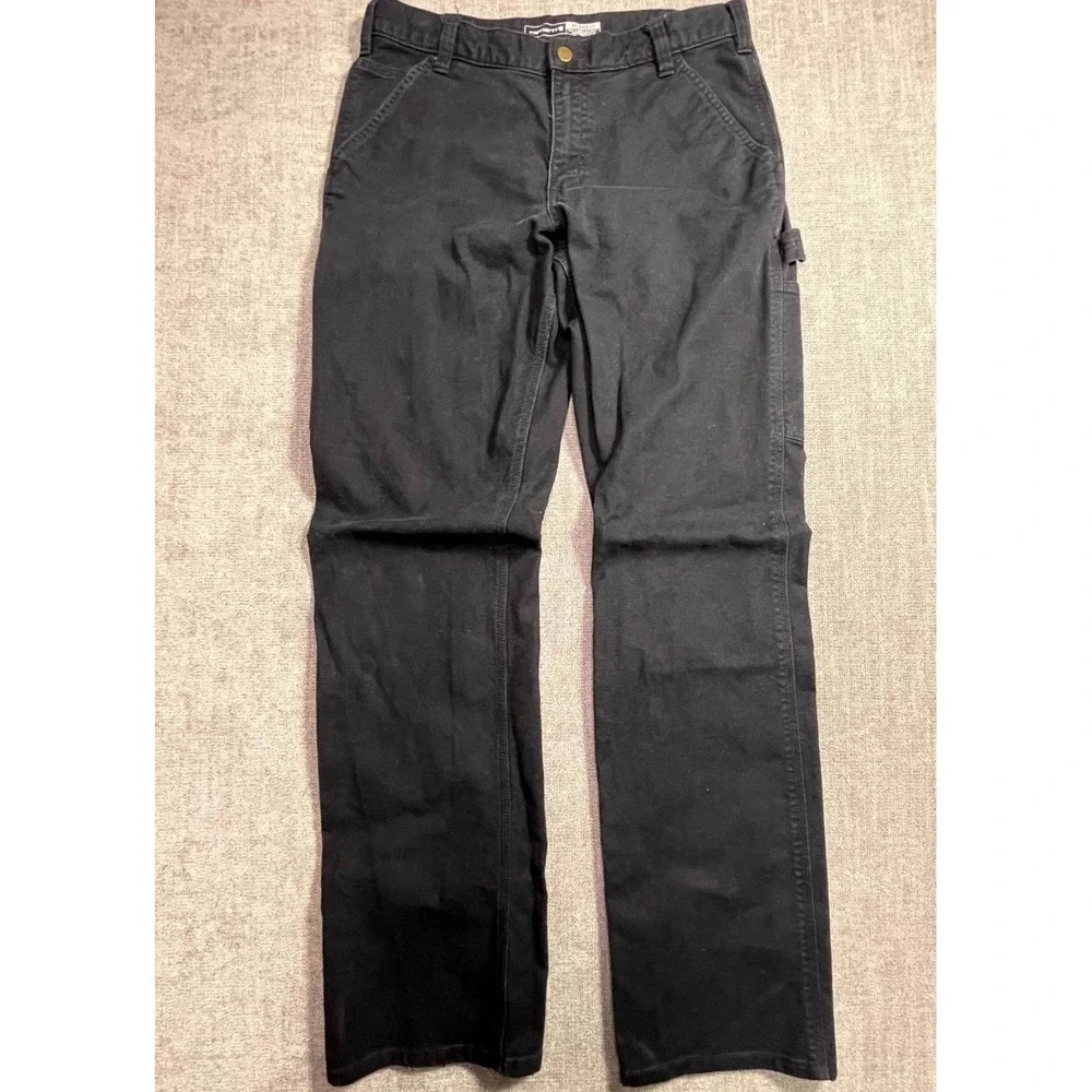 Carhartt Carpenter Pants Mens 34x36 Black Washed Duck Relaxed Fit Workwear
